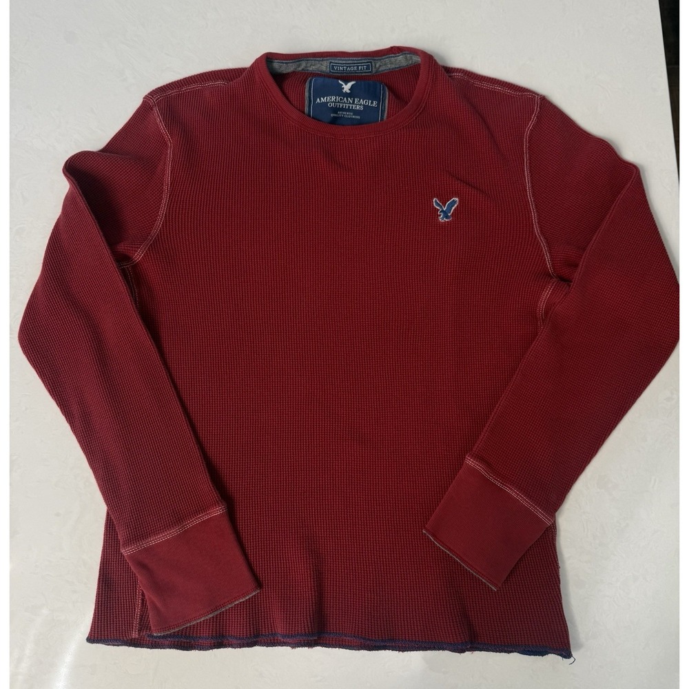 American Eagle Pullover‎ Mens M Thermal Waffle Knit Vintage Fit Grunge Preppy